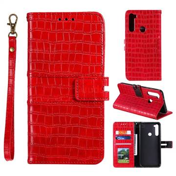 Luxury Crocodile Magnetic Leather Wallet Phone Case for Mi Xiaomi Redmi Note 8T - Red