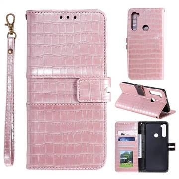Luxury Crocodile Magnetic Leather Wallet Phone Case for Mi Xiaomi Redmi Note 8T - Rose Gold