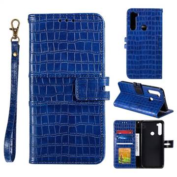 Luxury Crocodile Magnetic Leather Wallet Phone Case for Mi Xiaomi Redmi Note 8T - Blue