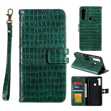 Luxury Crocodile Magnetic Leather Wallet Phone Case for Mi Xiaomi Redmi Note 8T - Green