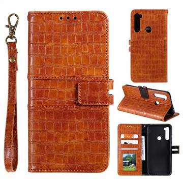 Luxury Crocodile Magnetic Leather Wallet Phone Case for Mi Xiaomi Redmi Note 8T - Brown
