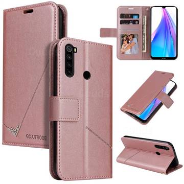 GQ.UTROBE Right Angle Silver Pendant Leather Wallet Phone Case for Mi Xiaomi Redmi Note 8T - Rose Gold