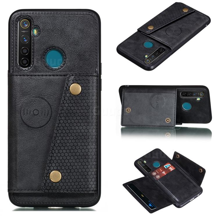 Retro Multifunction Card Slots Stand Leather Coated Phone Back Cover for Mi Xiaomi Redmi Note 8T - Black