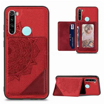 Mandala Flower Cloth Multifunction Stand Card Leather Phone Case for Mi Xiaomi Redmi Note 8T - Red