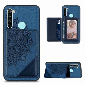 Mandala Flower Cloth Multifunction Stand Card Leather Phone Case for Mi Xiaomi Redmi Note 8T - Blue