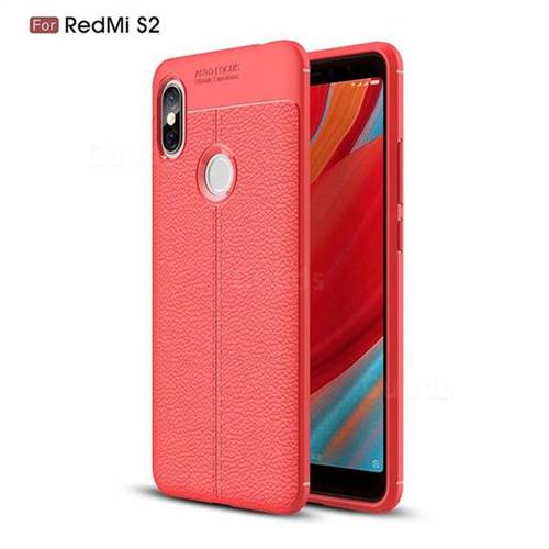 Luxury Auto Focus Litchi Texture Silicone TPU Back Cover for Mi Xiaomi Redmi S2 (Redmi Y2) - Red