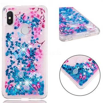 Blue Plum Blossom Dynamic Liquid Glitter Quicksand Soft TPU Case for Mi Xiaomi Redmi S2 (Redmi Y2)