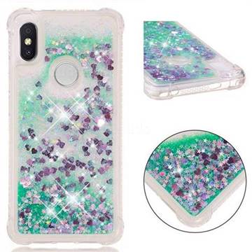 Dynamic Liquid Glitter Sand Quicksand TPU Case for Mi Xiaomi Redmi S2 (Redmi Y2) - Green Love Heart