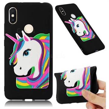 Rainbow Unicorn Soft 3D Silicone Case for Mi Xiaomi Redmi S2 (Redmi Y2) - Black