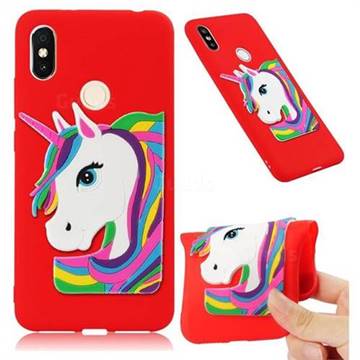 Rainbow Unicorn Soft 3D Silicone Case for Mi Xiaomi Redmi S2 (Redmi Y2) - Red