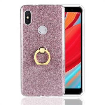 Luxury Soft TPU Glitter Back Ring Cover with 360 Rotate Finger Holder Buckle for Mi Xiaomi Redmi S2 (Redmi Y2) - Pink