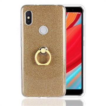 Luxury Soft TPU Glitter Back Ring Cover with 360 Rotate Finger Holder Buckle for Mi Xiaomi Redmi S2 (Redmi Y2) - Golden
