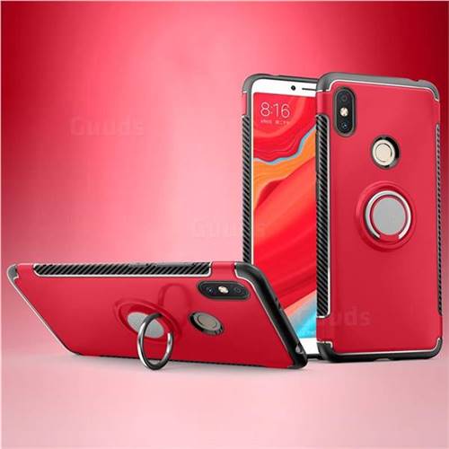 Armor Anti Drop Carbon PC + Silicon Invisible Ring Holder Phone Case for Mi Xiaomi Redmi S2 (Redmi Y2) - Red