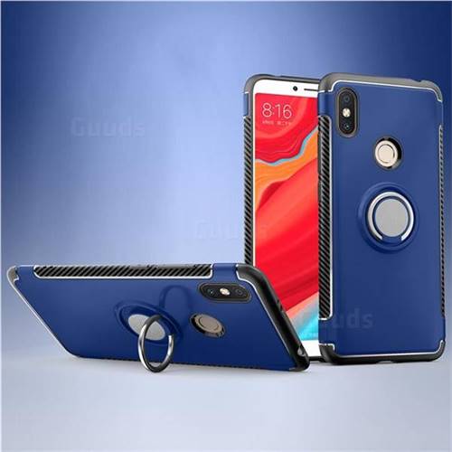 Armor Anti Drop Carbon PC + Silicon Invisible Ring Holder Phone Case for Mi Xiaomi Redmi S2 (Redmi Y2) - Sapphire