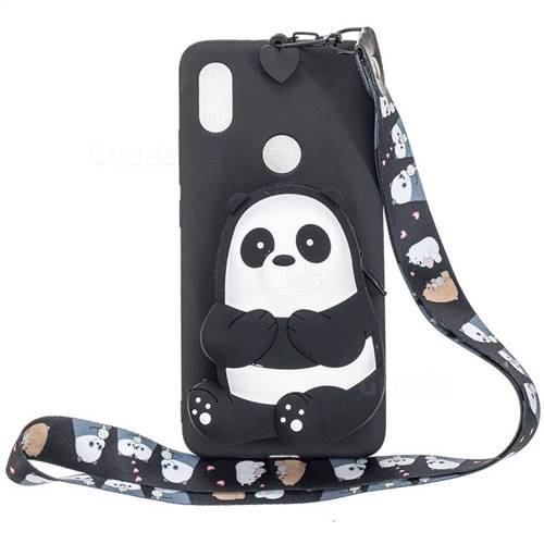 Cute Panda Neck Lanyard Zipper Wallet Silicone Case for Mi Xiaomi Redmi S2 (Redmi Y2)