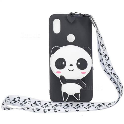 White Panda Neck Lanyard Zipper Wallet Silicone Case for Mi Xiaomi Redmi S2 (Redmi Y2)
