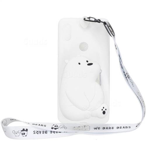 White Polar Bear Neck Lanyard Zipper Wallet Silicone Case for Mi Xiaomi Redmi S2 (Redmi Y2)