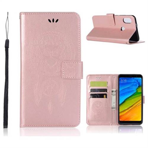 Intricate Embossing Owl Campanula Leather Wallet Case for Mi Xiaomi Redmi S2 (Redmi Y2) - Rose Gold