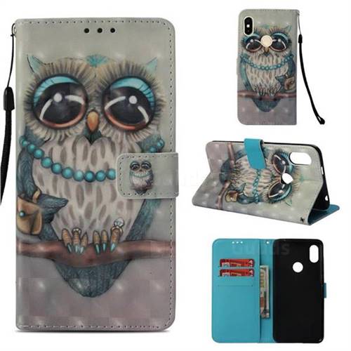 Sweet Gray Owl 3D Painted Leather Wallet Case for Mi Xiaomi Redmi S2 (Redmi Y2)
