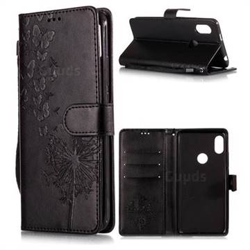 Intricate Embossing Dandelion Butterfly Leather Wallet Case for Mi Xiaomi Redmi S2 (Redmi Y2) - Black