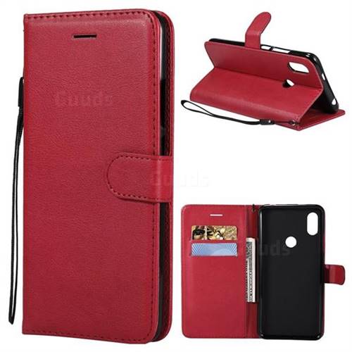 Retro Greek Classic Smooth PU Leather Wallet Phone Case for Mi Xiaomi Redmi S2 (Redmi Y2) - Red
