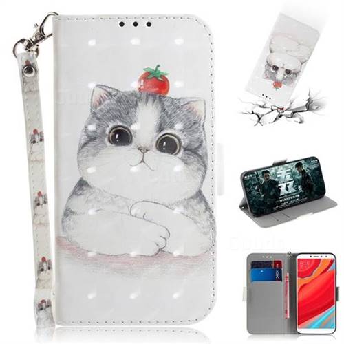 Cute Tomato Cat 3D Painted Leather Wallet Phone Case for Mi Xiaomi Redmi S2 (Redmi Y2)