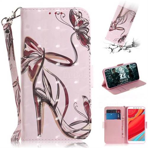 Butterfly High Heels 3D Painted Leather Wallet Phone Case for Mi Xiaomi Redmi S2 (Redmi Y2)