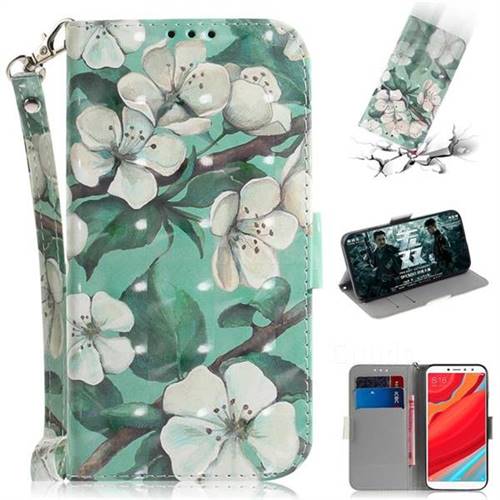Watercolor Flower 3D Painted Leather Wallet Phone Case for Mi Xiaomi Redmi S2 (Redmi Y2)