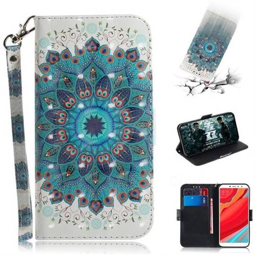 Peacock Mandala 3D Painted Leather Wallet Phone Case for Mi Xiaomi Redmi S2 (Redmi Y2)