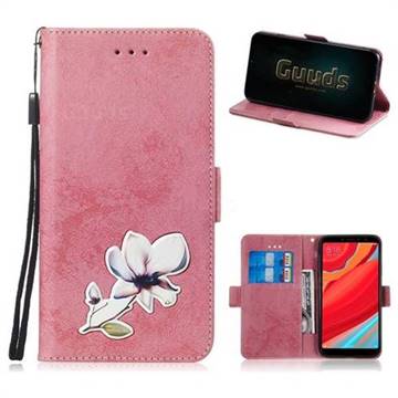 Retro Leather Phone Wallet Case with Aluminum Alloy Patch for Mi Xiaomi Redmi S2 (Redmi Y2) - Pink