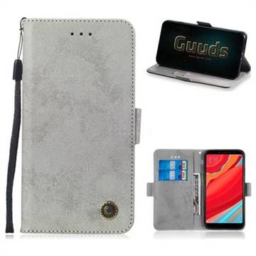 Retro Classic Leather Phone Wallet Case Cover for Mi Xiaomi Redmi S2 (Redmi Y2) - Gray