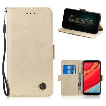 Retro Classic Leather Phone Wallet Case Cover for Mi Xiaomi Redmi S2 (Redmi Y2) - Golden