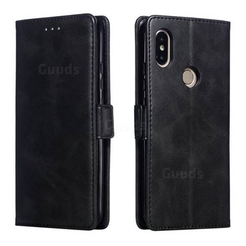 Retro Classic Calf Pattern Leather Wallet Phone Case for Mi Xiaomi Redmi S2 (Redmi Y2) - Black