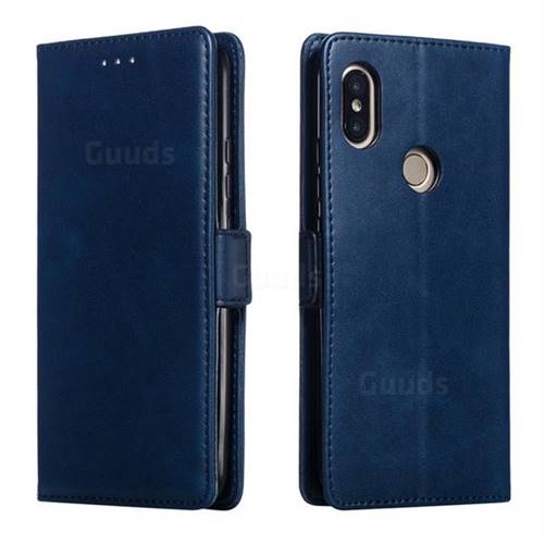 Retro Classic Calf Pattern Leather Wallet Phone Case for Mi Xiaomi Redmi S2 (Redmi Y2) - Blue