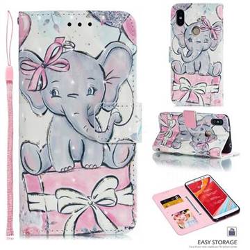 Bow Elephant 3D Painted Leather Phone Wallet Case for Mi Xiaomi Redmi S2 (Redmi Y2)