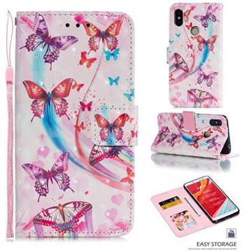 Ribbon Flying Butterfly 3D Painted Leather Phone Wallet Case for Mi Xiaomi Redmi S2 (Redmi Y2)
