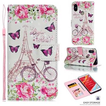Bicycle Flower Tower 3D Painted Leather Phone Wallet Case for Mi Xiaomi Redmi S2 (Redmi Y2)