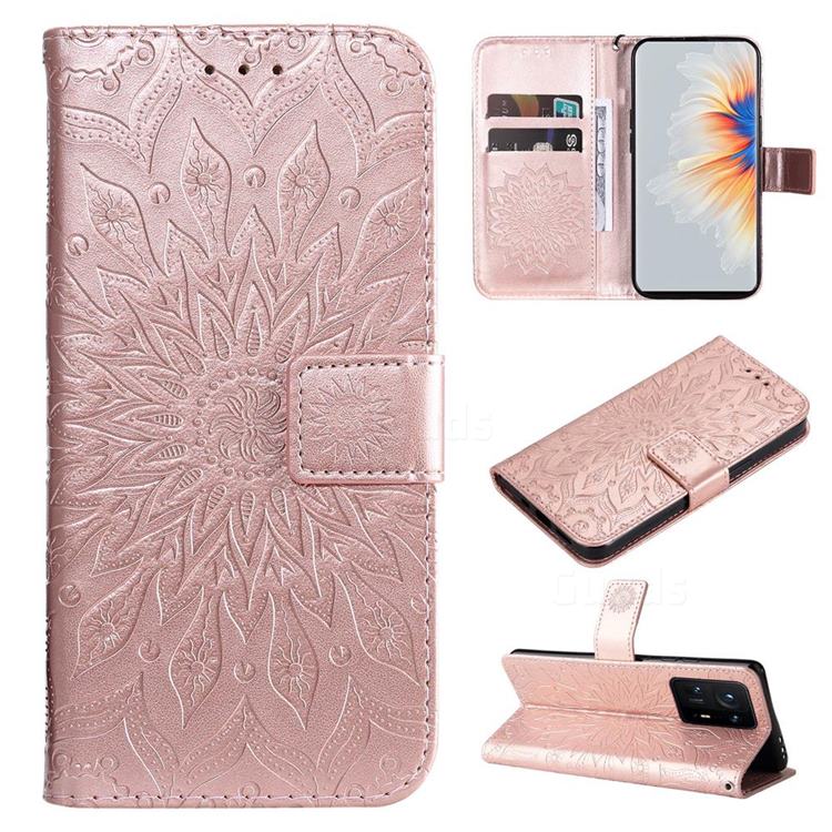 Embossing Sunflower Leather Wallet Case for Xiaomi Mi Mix 4 - Rose Gold