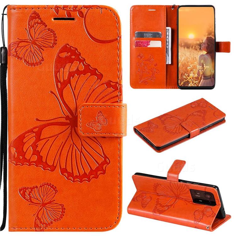 Embossing 3D Butterfly Leather Wallet Case for Xiaomi Mi Mix 4 - Orange