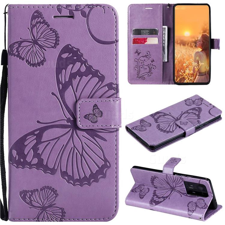 Embossing 3D Butterfly Leather Wallet Case for Xiaomi Mi Mix 4 - Purple