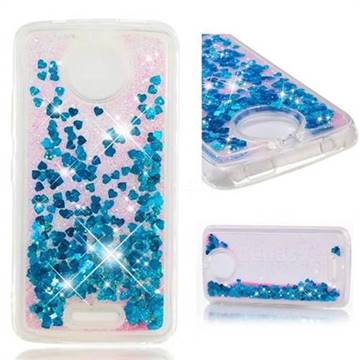 Dynamic Liquid Glitter Quicksand Sequins TPU Phone Case for Motorola Moto C - Blue