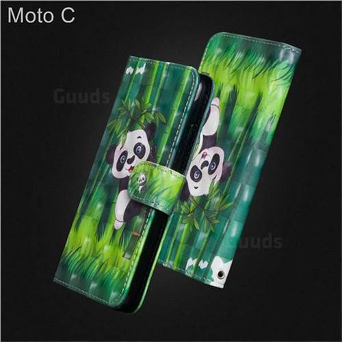 Climbing Bamboo Panda 3D Painted Leather Wallet Case for Motorola Moto C