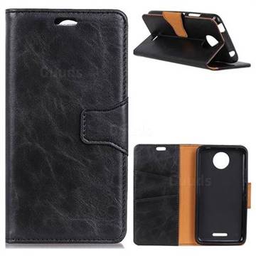 MURREN Luxury Crazy Horse PU Leather Wallet Phone Case for Motorola Moto C - Black