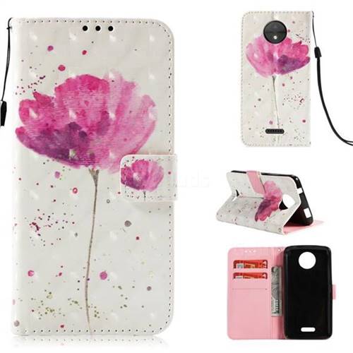Watercolor 3D Painted Leather Wallet Case for Motorola Moto C