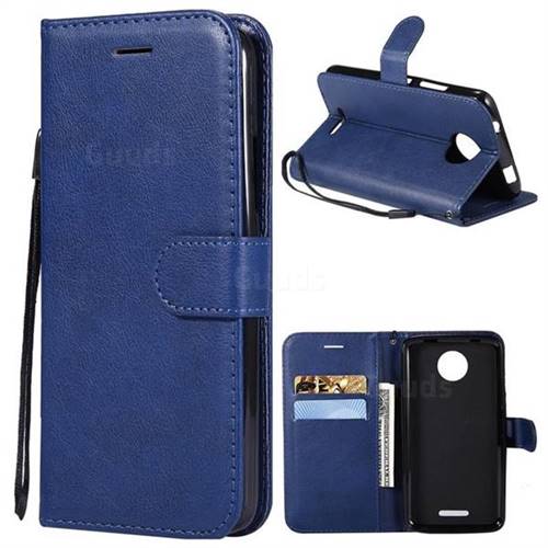 Retro Greek Classic Smooth PU Leather Wallet Phone Case for Motorola Moto C - Blue