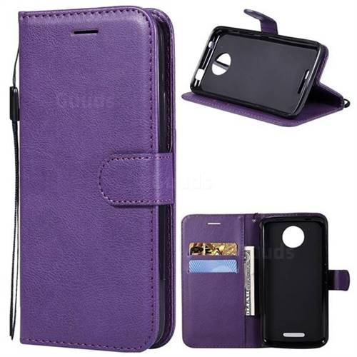 Retro Greek Classic Smooth PU Leather Wallet Phone Case for Motorola Moto C - Purple
