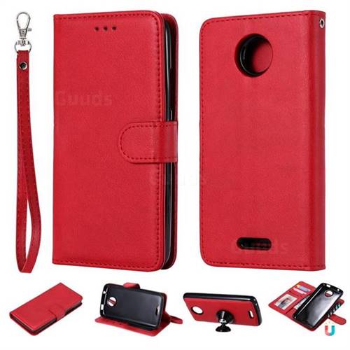 Retro Greek Detachable Magnetic PU Leather Wallet Phone Case for Motorola Moto C - Red