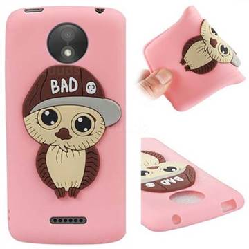 Bad Boy Owl Soft 3D Silicone Case for Motorola Moto C Plus - Pink