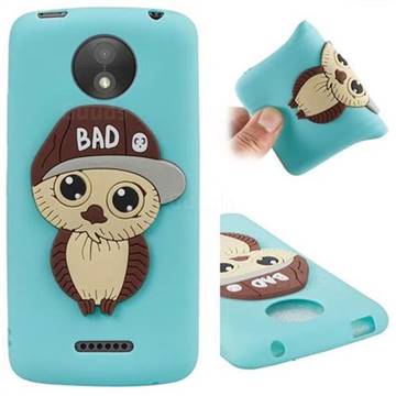 Bad Boy Owl Soft 3D Silicone Case for Motorola Moto C Plus - Sky Blue