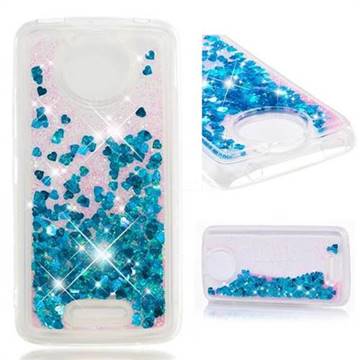 Dynamic Liquid Glitter Quicksand Sequins TPU Phone Case for Motorola Moto C Plus - Blue